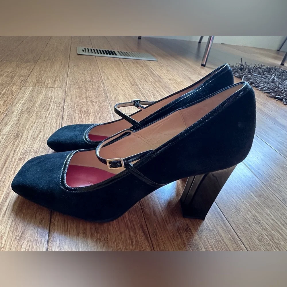 Kate Spade Black Suede Mary Jane Heels – Size 7 1/2 - Picture 2 of 3